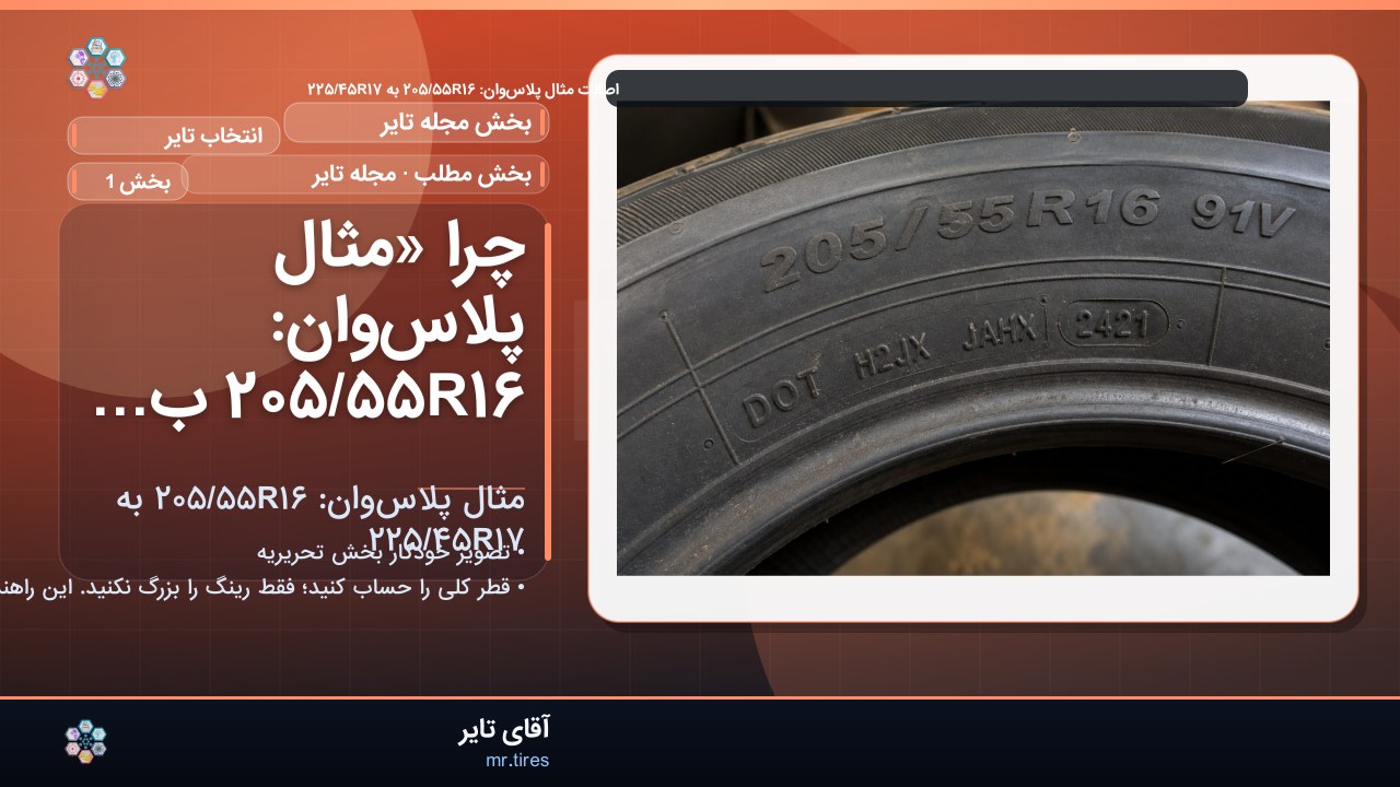 چرا «مثال پلاس‌وان: ۲۰۵/۵۵R۱۶ به ۲۲۵/۴۵R۱۷» مهم است؟
