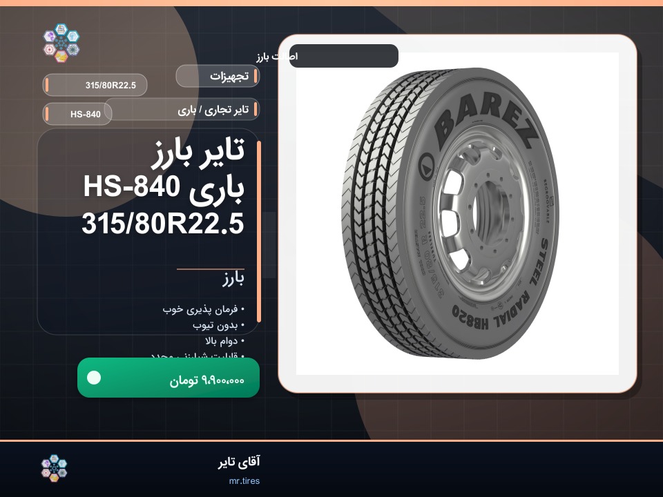 تایر بارز باری HS-840 315/80R22.5